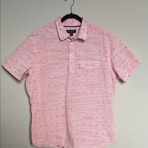 Banana Republic Pink and White with Anchors Quarter Button Down Shirt-Size XL